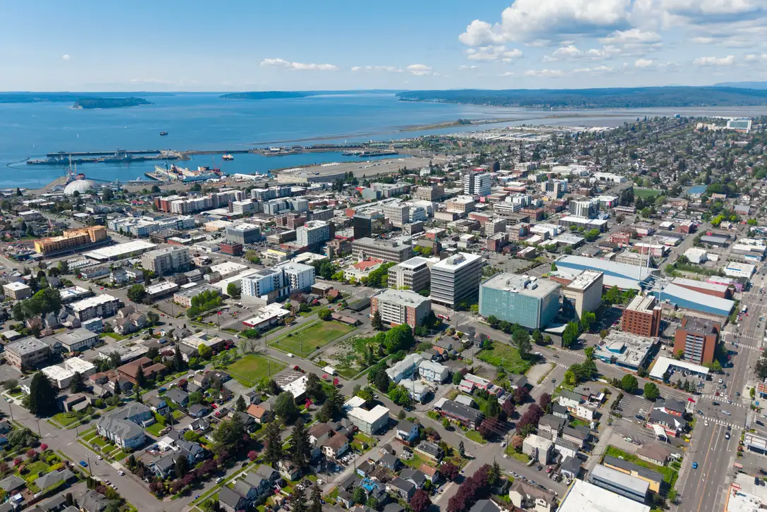 Aerial view of downtown Everett, Washington