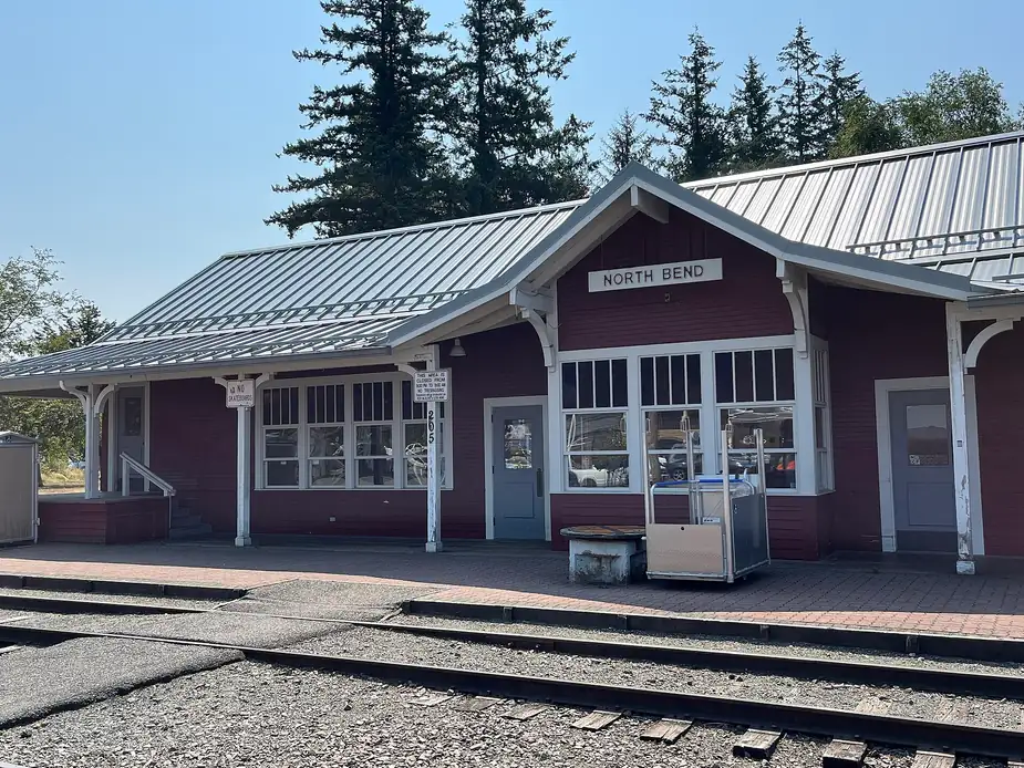 The historic North Bend railway depot in North Bend, Washington