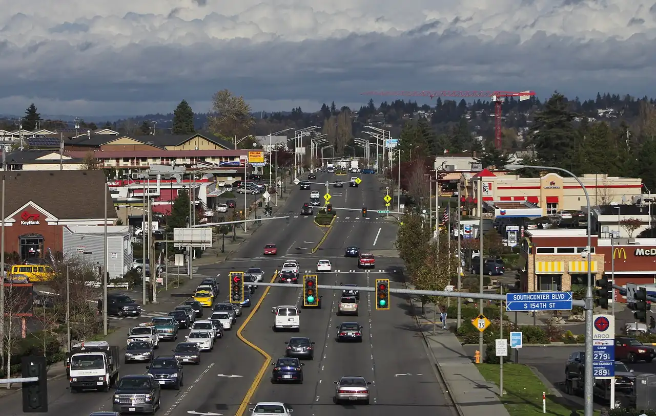 Overhead view of International Boulevard in Tukwila, Washington